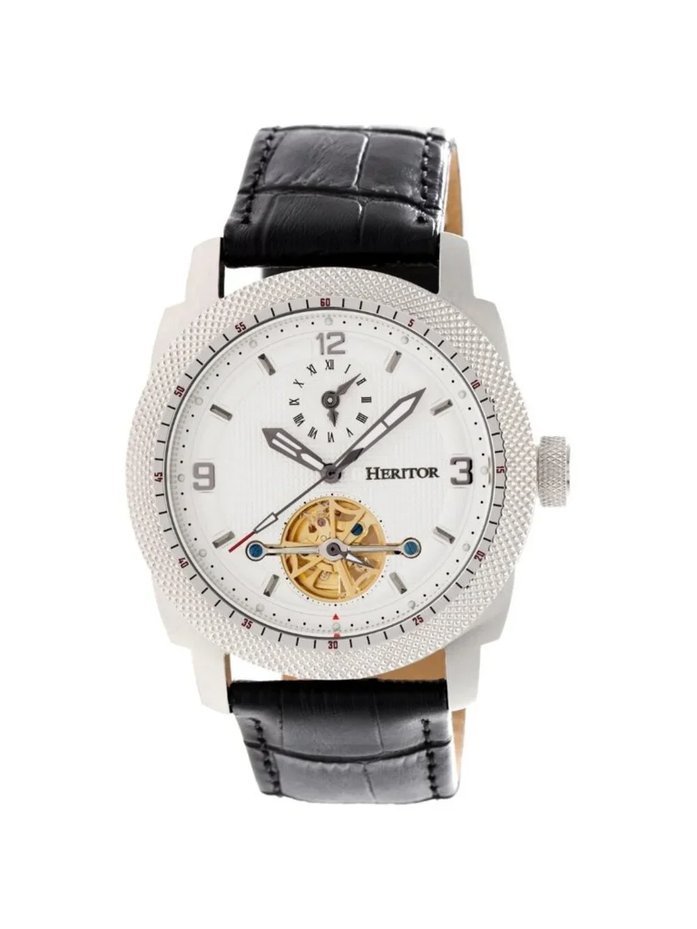 NWT Heritor Helmsley White Dial Leather Automatic Men's Watch